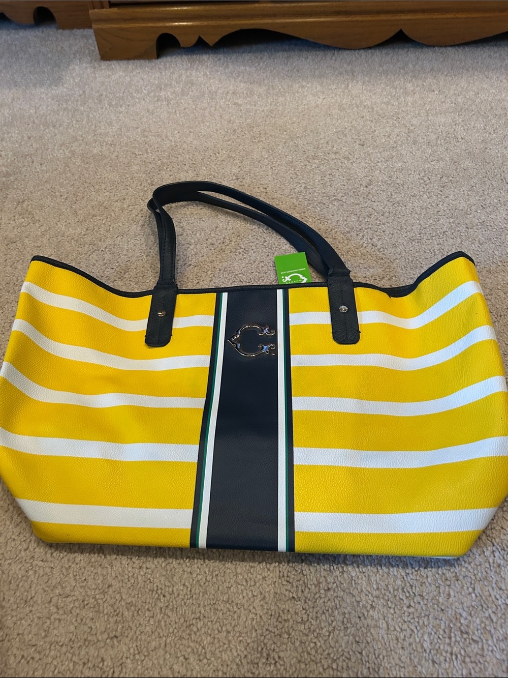 C Wonder Striped Rugby Yellow & Navy Center-Panel Tote